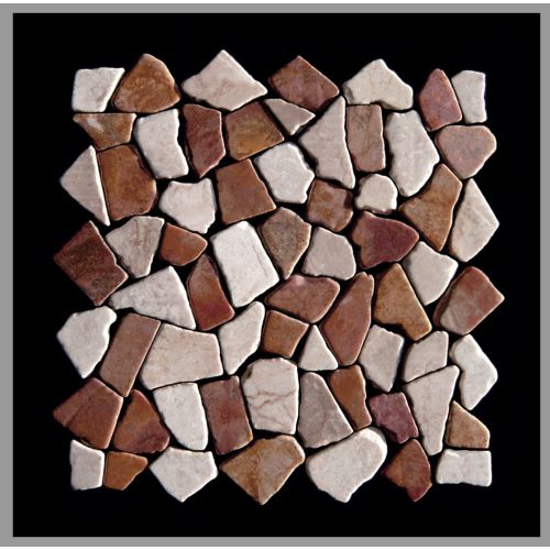 1 Mosaikfliese Toskana Rot Weiß Naturstein Marmor - M-004 - 