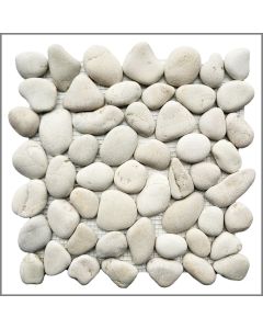 Mosaik White Pebble - 1 qm - K-552 - One Cut - Kieselstein - Mosaik - Fliesen - Naturstein - Bodenfliesen - Wandfliesen