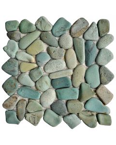 Mosaik Green Pebble - 1 qm - K-573 - One Cut - Kieselstein - Mosaik - Fliesen - Naturstein - Bodenfliesen - Wandfliesen